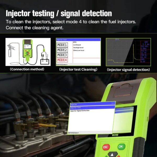 JDiag M200 Motorsykkel obd 2 skanner, Motorsykkel system diagnostisk & batteritester, WiFi 2.4GHz, Injektor Test / Rengjøring / Signaldeteksjon, Relay Test - Image 11