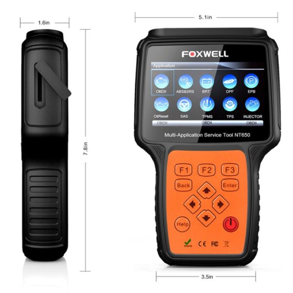 FOXWELL NT650 OBD2 skanner ABS Airbag SAS EPB DPF Tilbake stilling av oljeservice - Image 5