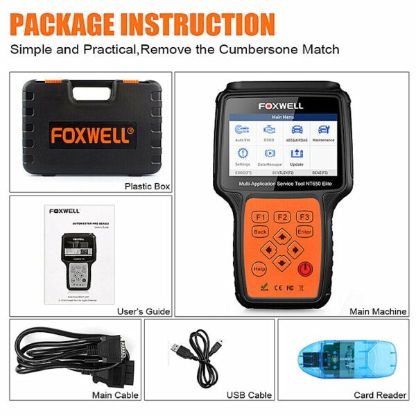 FOXWELL NT650 OBD2 skanner ABS Airbag SAS EPB DPF Tilbake stilling av oljeservice - Image 7